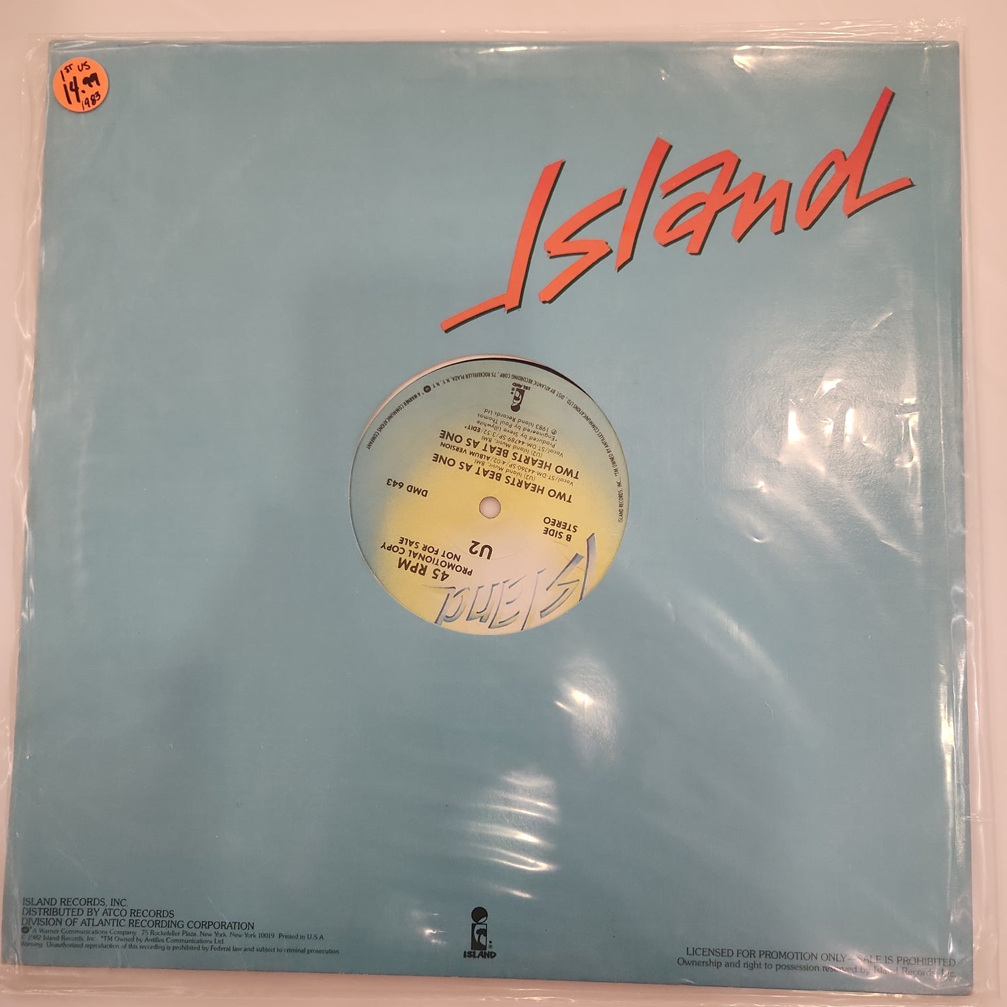 U2 - Two Hearts Beat As One 12" Single