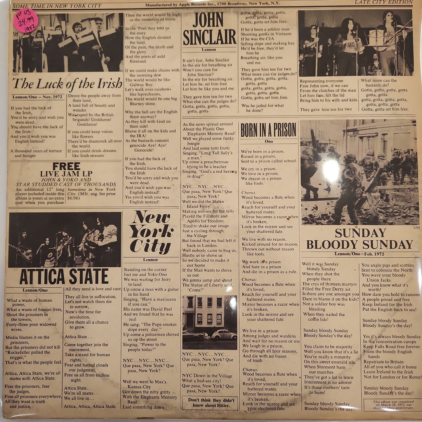 Plastic Ono Band - Some Time In New York