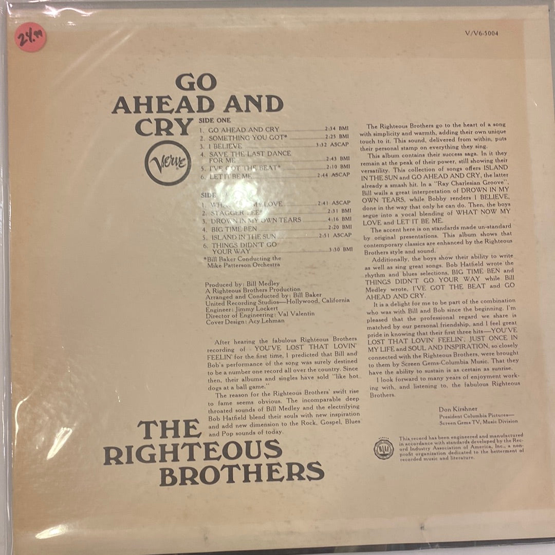 The Righteous Brothers - Go Ahead and Cry